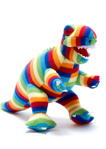 Best Year organic cotton knitted T-rex rattle soft toy