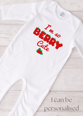 Personalised 'I'm so berry cute' all in one