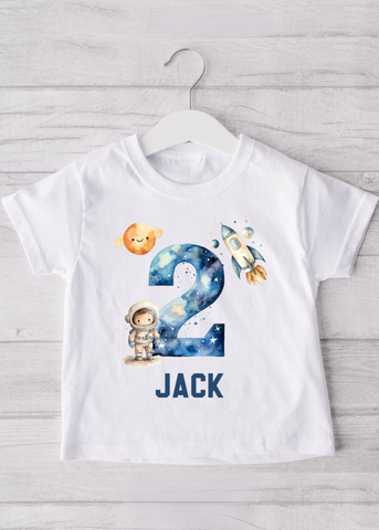 Personalised Birthday space theme t-shirt