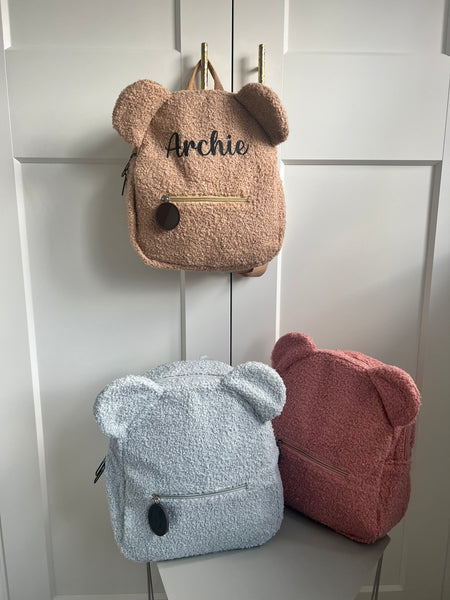 Tan Personalised Teddy Bear Backpack