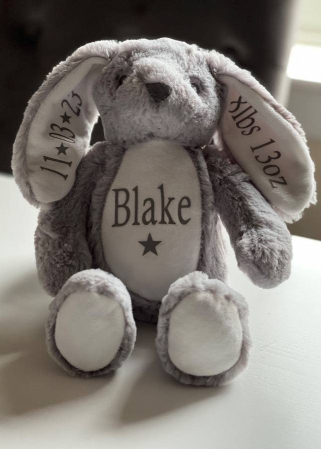 Pale Grey Personalised Bunny